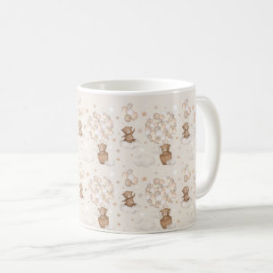 nalle Luftballong Clouds Stars Himlar Kaffemugg