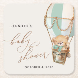 Nalle, Luftballong för Grönt, babyskor Underlägg Papper Kvadrat