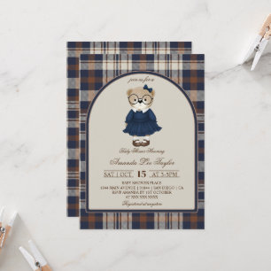 Nalle Lyxrandig Baby Shower för Flickor Inbjudningar