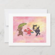 Nalle Macaw Tapir Friends Art Flat Note Card
