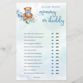 Nalle Mamma eller Pappa Boy Baby Shower Game