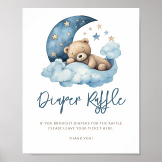 Nalle Måne Baby Shower Diaper Raffle Poster