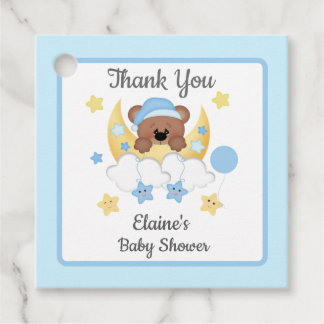 Nalle Måne Clouds Stars Pojke Shower Gåvor Etiketter