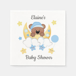Nalle Måne Clouds Stars Pojke Shower Pappersservett