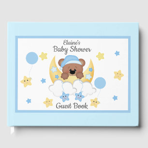 Nalle Måne Stars Pojke Shower Guest Bok