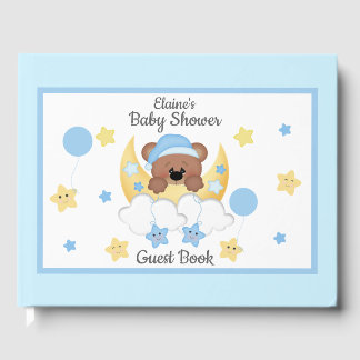 Nalle Måne Stars Pojke Shower Guest Bok