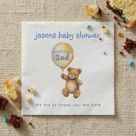 Nalle med babyduschnapkin för ballonger pappersservett
