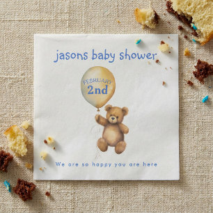 Nalle med babyduschnapkin för ballonger pappersservett