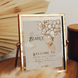 Nalle med babyskor för Neutralt av ballonger Poster