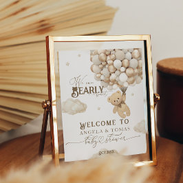 Nalle med babyskor för Neutralt av ballonger Poster