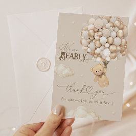 Nalle med babyskor för Neutralt av ballonger Tack Kort