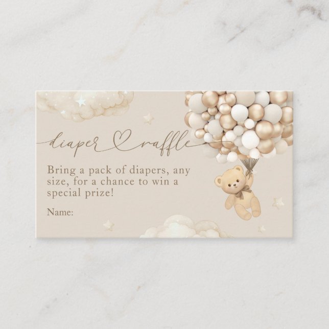 Nalle med babyskor för Neutralt av ballonger Tilläggskort (Framsida)