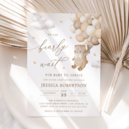 Nalle med babyvisningsprogram för Neutralter Inbjudningar