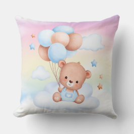 Nalle med ballonger Regnbåge Himlar Dekorativ kudd Kudde