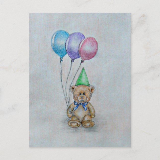 nalle med ballonger vykort (Framsida)