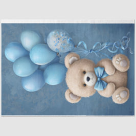 Nalle med Ballons Blue Färg Tissue Paper