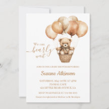 Nalle med Balloons Boho Neutralt Baby Shower