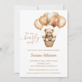 Nalle med Balloons Boho Neutralt Baby Shower Inbjudningar