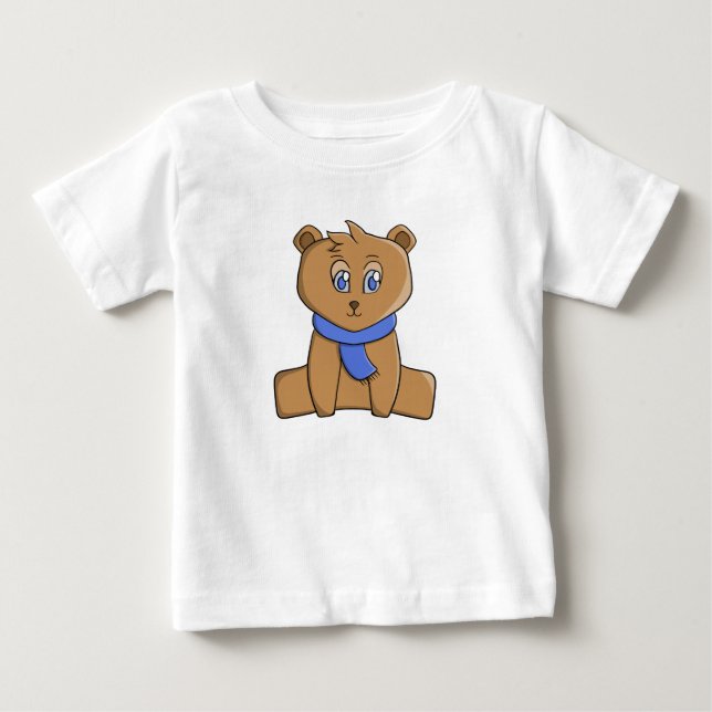 Nalle med blå halsduk t shirt (Framsida)