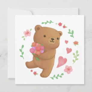 Nalle med blommor inbjudningar