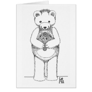 Nalle med blommor OBS kort