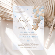 Nalle med Blue Balloons Baby Shower