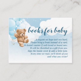 Nalle med Bokar för blått bubblor för Baby-kort Tilläggskort