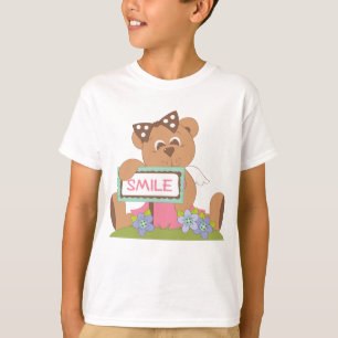Nalle med Bow Holding Smile Sign T Shirt