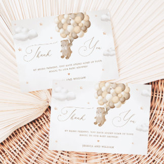 Nalle med brunfärgade knappar - tackkort kort