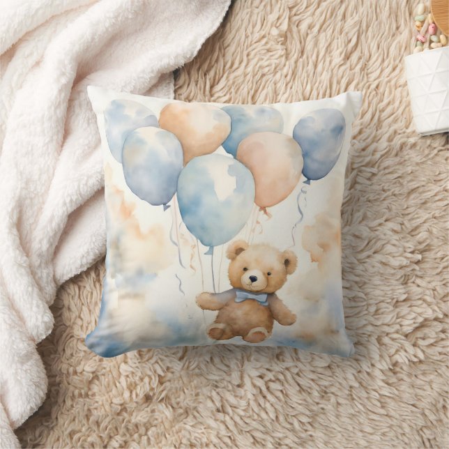 Nalle med bubblor, vattenfärg kudde (Filt)