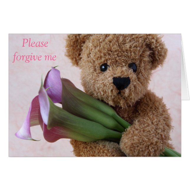 nalle med calla lilies förlåt mig kort (Framsidan Horizontal)