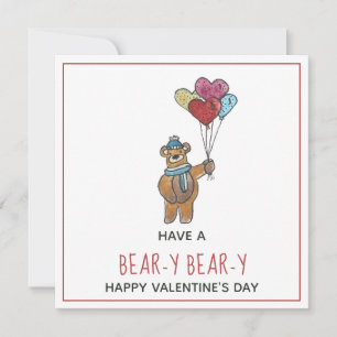 Nalle med ett Balloon Bouquet Valentine Card
