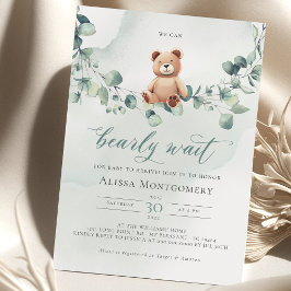 Nalle med Eucalyptus Baby Shower Inbjudan