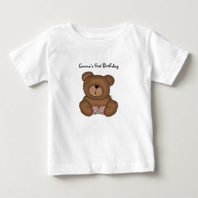 Nalle med Flowers Infant T-Shirt (Framsida)