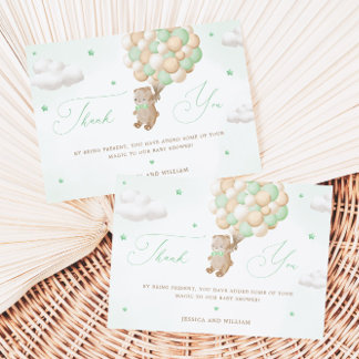 Nalle med Grönt Bubblor Tack Kort