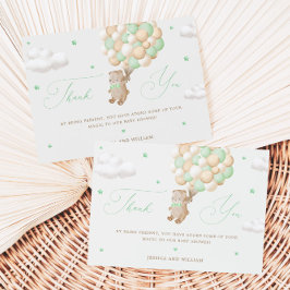 Nalle med Grönt Bubblor Tack Kort