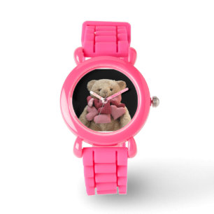 nalle med klockan för tyghjärtaglitter armbandsur