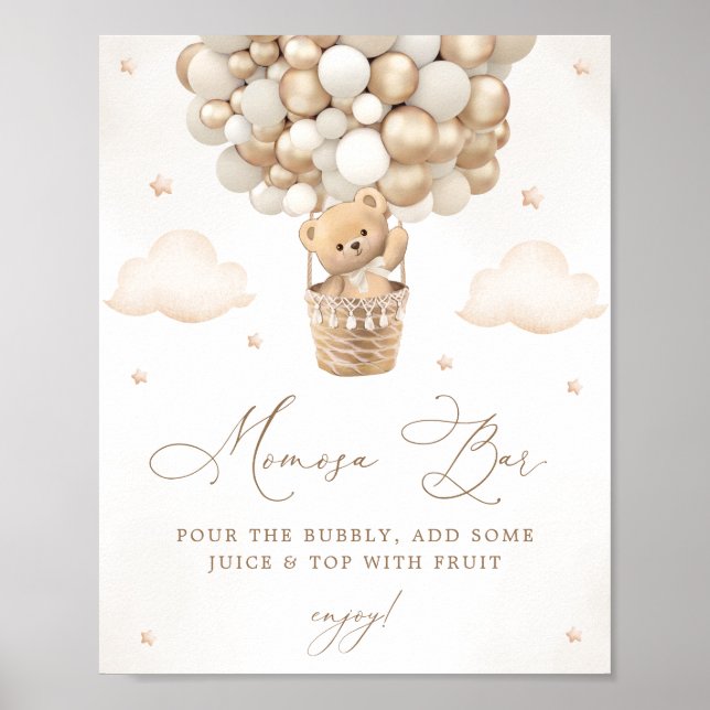Nalle med Neutralt Balloons Mimosa Pub Poster (Framsidan)