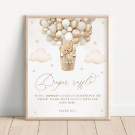 Nalle med Neutralt Blegon Diaper Raffle Poster