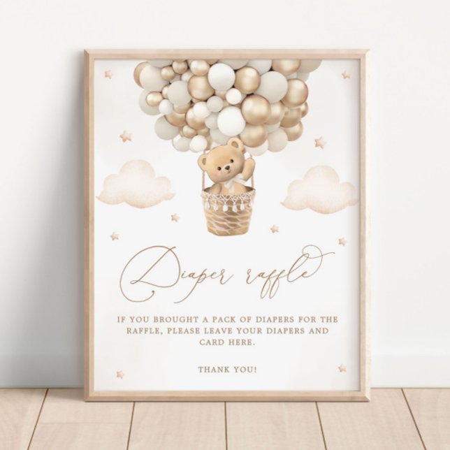 Nalle med Neutralt Blegon Diaper Raffle Poster (Skapare uppladdad)