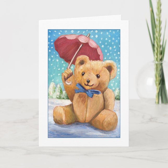 Nalle med Parasol-jul Helgkort (Framsida)