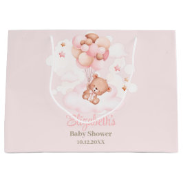 Nalle med Rosa Balloons Baby Shower