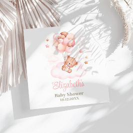 Nalle med Rosa Balloons Baby Shower Pappersservett