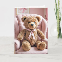 Nalle med Rosa fält Kort