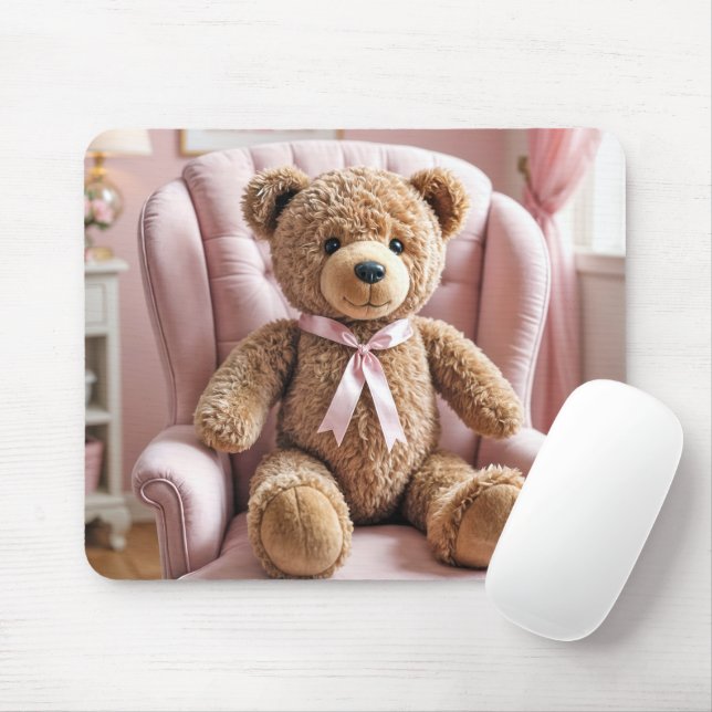 Nalle med Rosa fält Musmatta (Med mus)