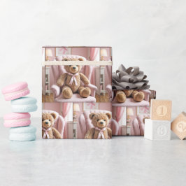 Nalle med Rosa fält Presentpapper
