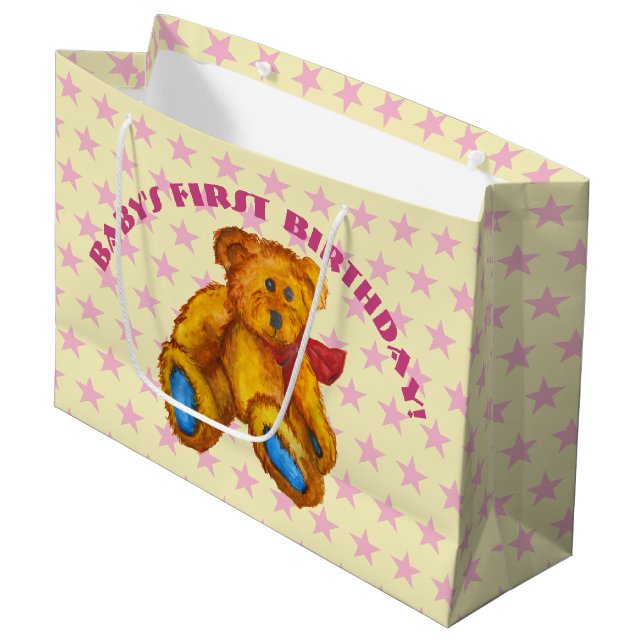 Nalle med Rosa stjärnor (Framsidan Vinklad)