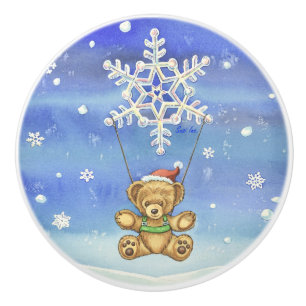 Nalle med Snowflakefallskärmen Knopp