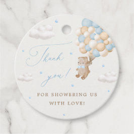 Nalle med Tacken Blåballonger Gåvor Etiketter