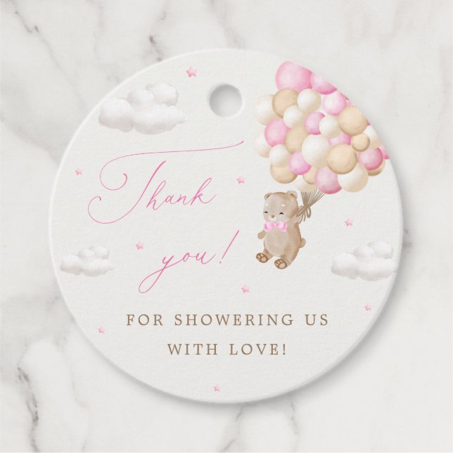 Nalle med Tacken Rosa Blegeringar Gåvor Etiketter (Framsida)